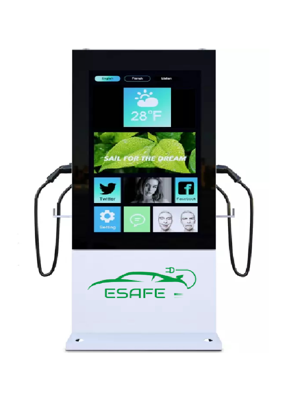 DC EV fast charging station with 43 inch advertising screen for brazil customer